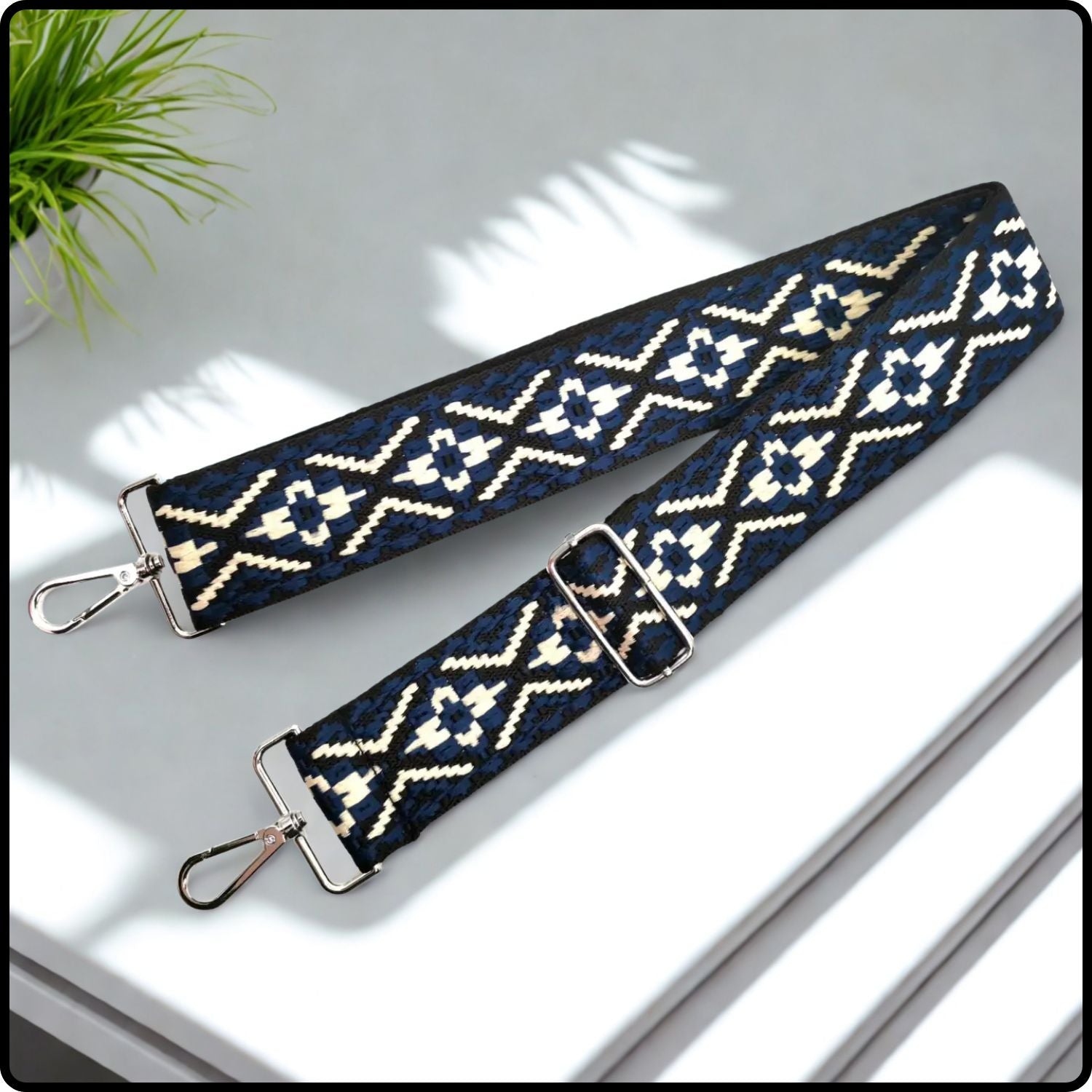 Canvas Bag Strap Embroidered 5CM - SBS-NAVY