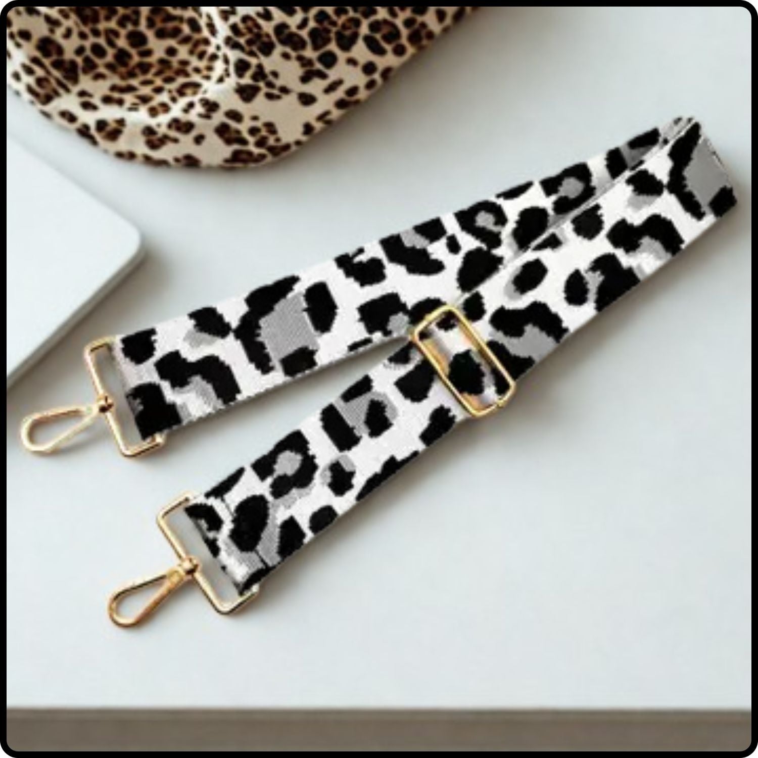 Canvas Bag Strap Leopard 5CM - SBS-SILVER