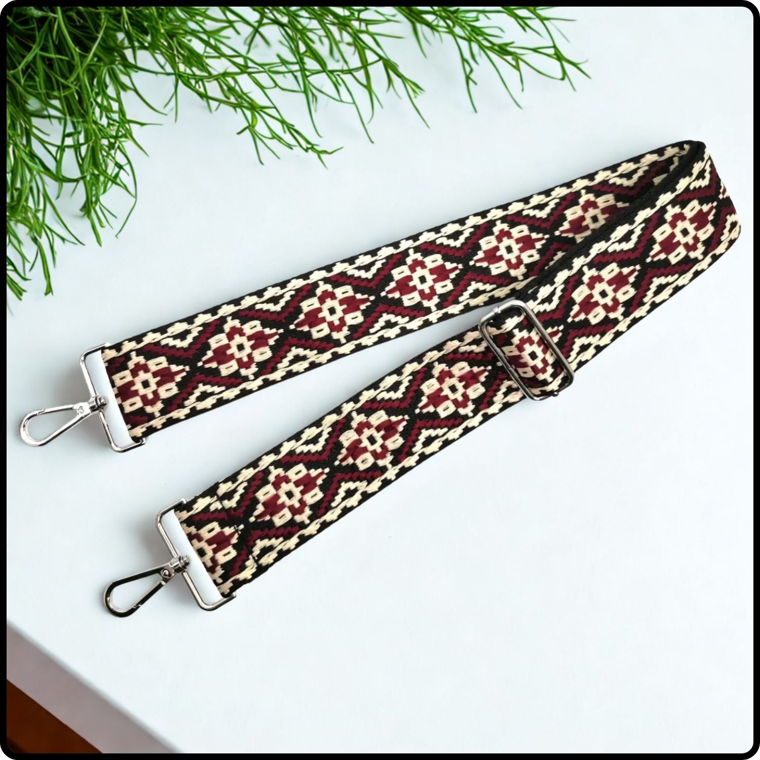 Canvas Bag Strap Embroidered 5CM  - SBS-WINE
