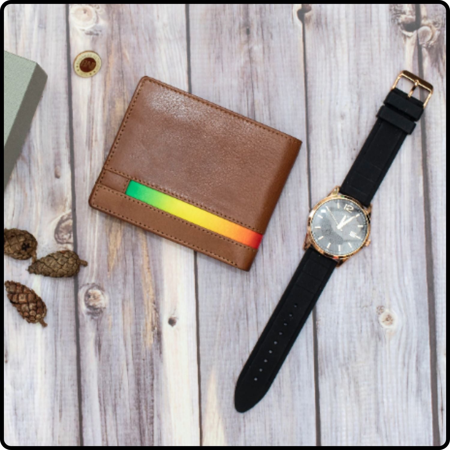 LGBT Pride Bifold Leather Wallet-LGBT01/Brown
