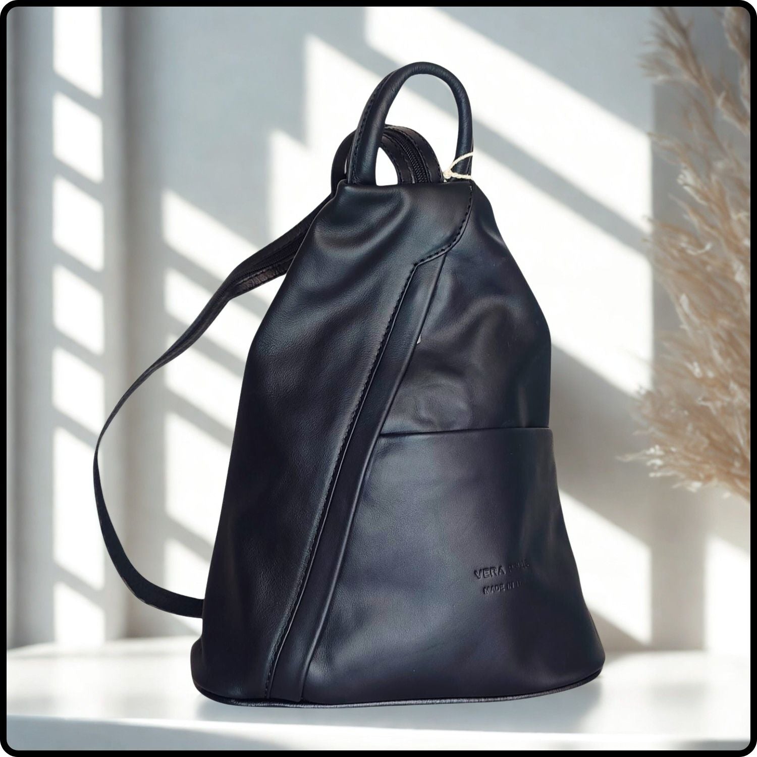 Large Soft Leather Backpack - VPR244-BLACK