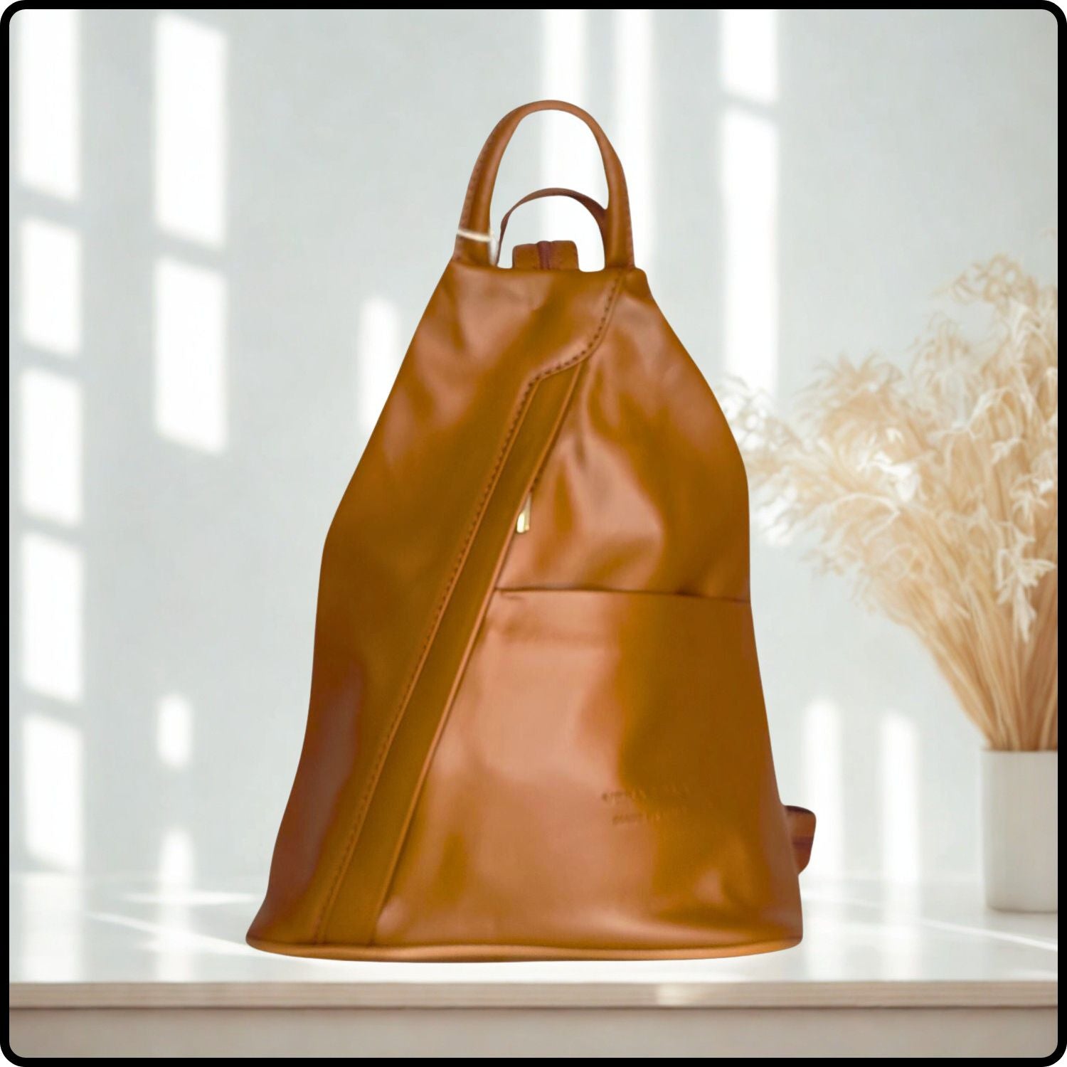 Large Soft Leather Backpack - VPR244-CAMEL