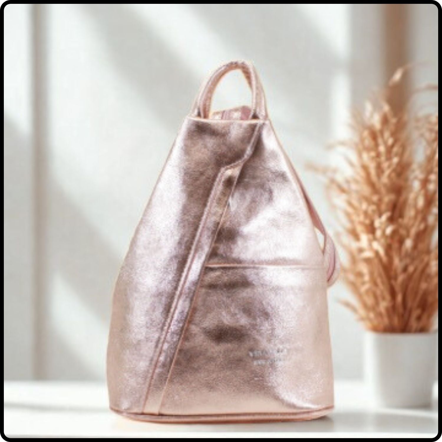 Large Soft Leather Backpack - VPR244-ROSE GOLD