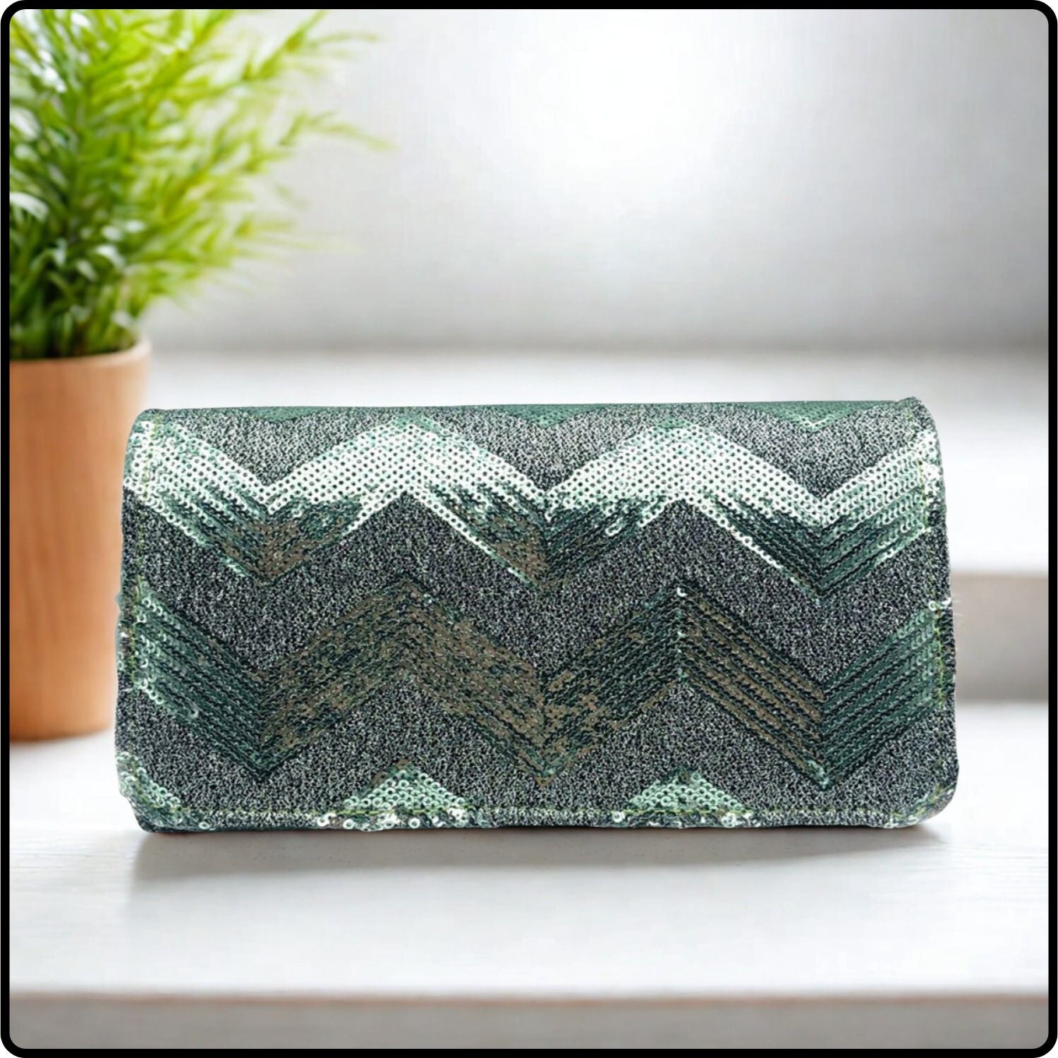Zelina Diagonal Lines Evening Bag/Mint-Zelina-Mint