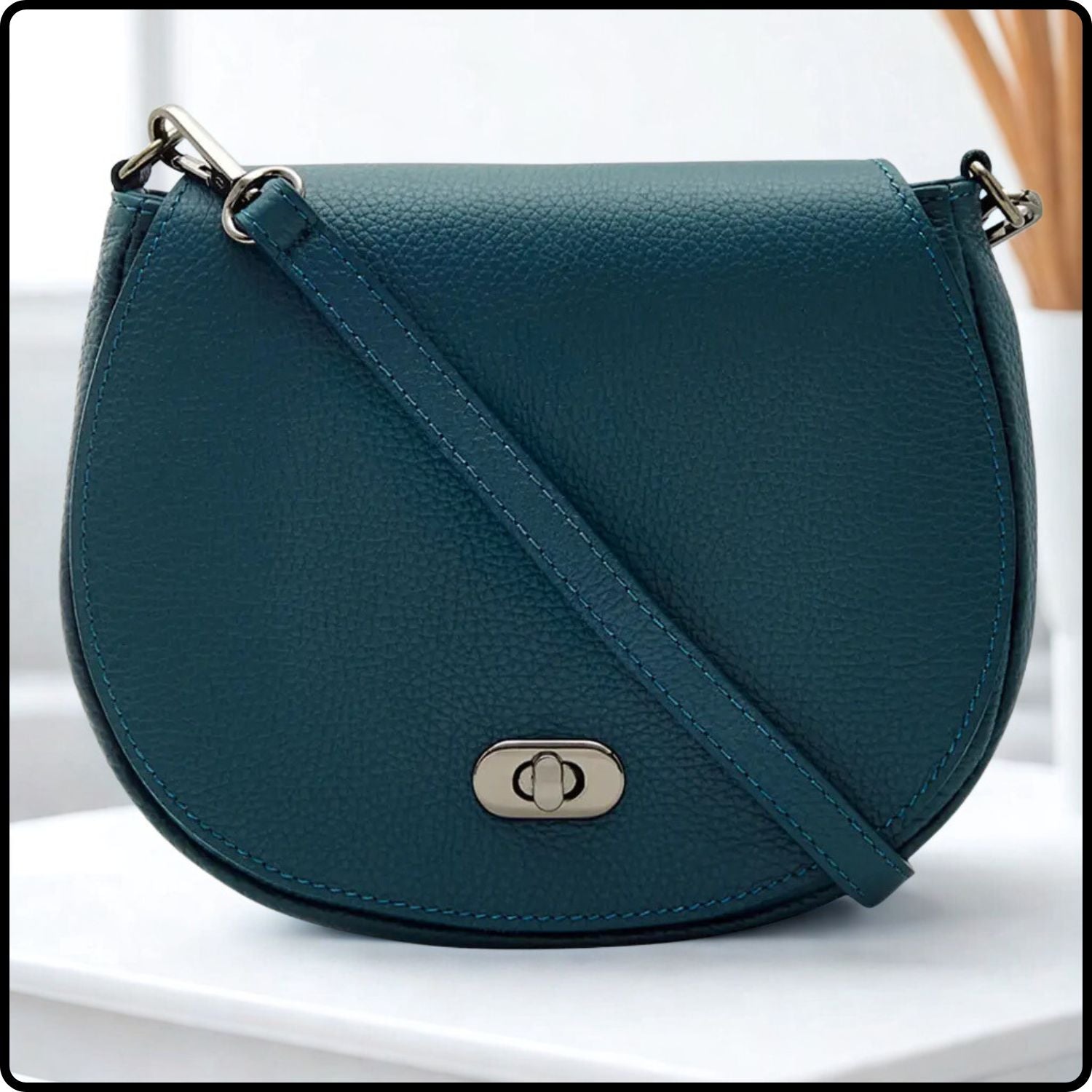 Soft Leather Shoulder Bag - PS249-DARK TEAL