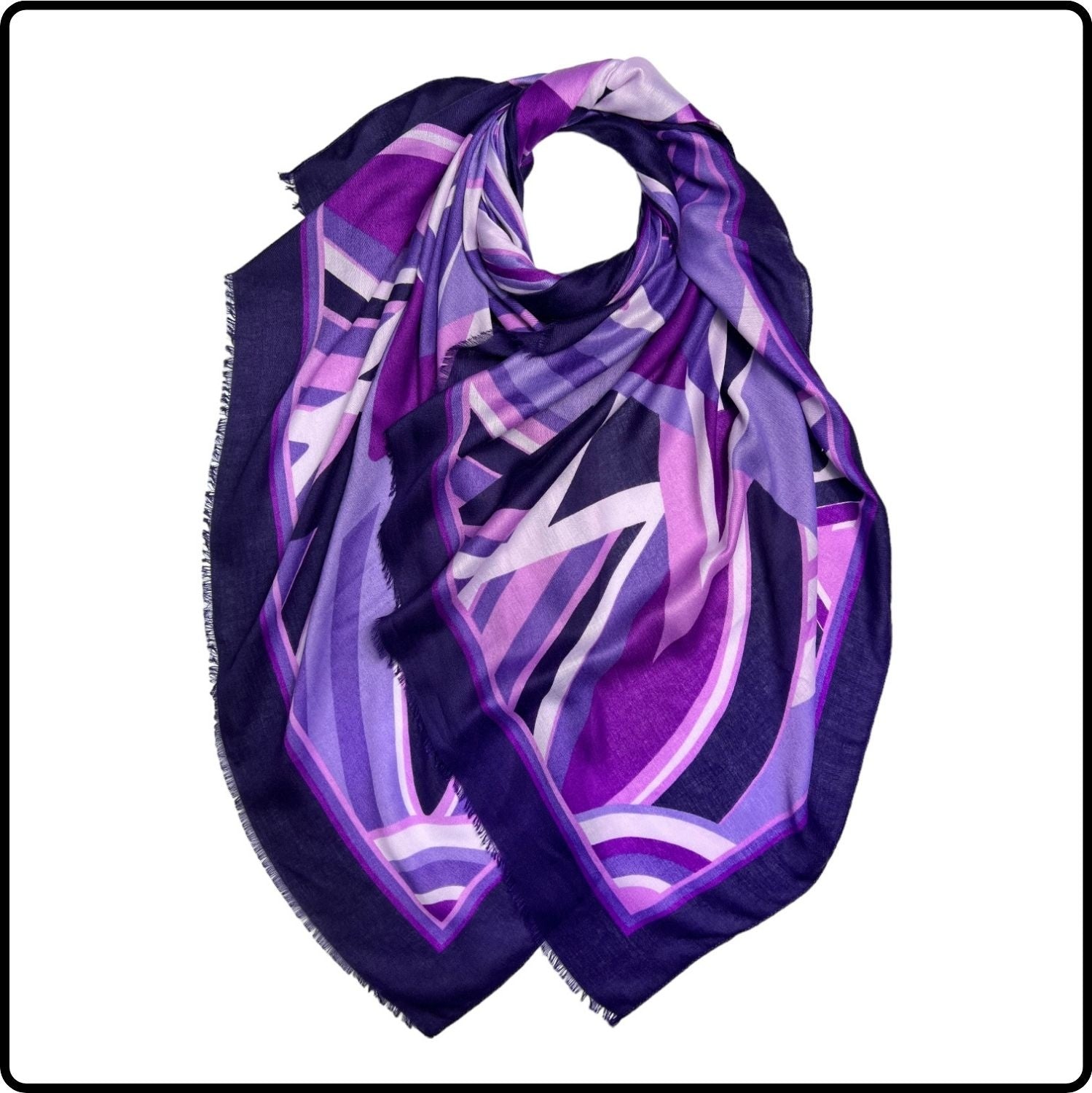 Abstract brush strokes print scarf in purple-SABU