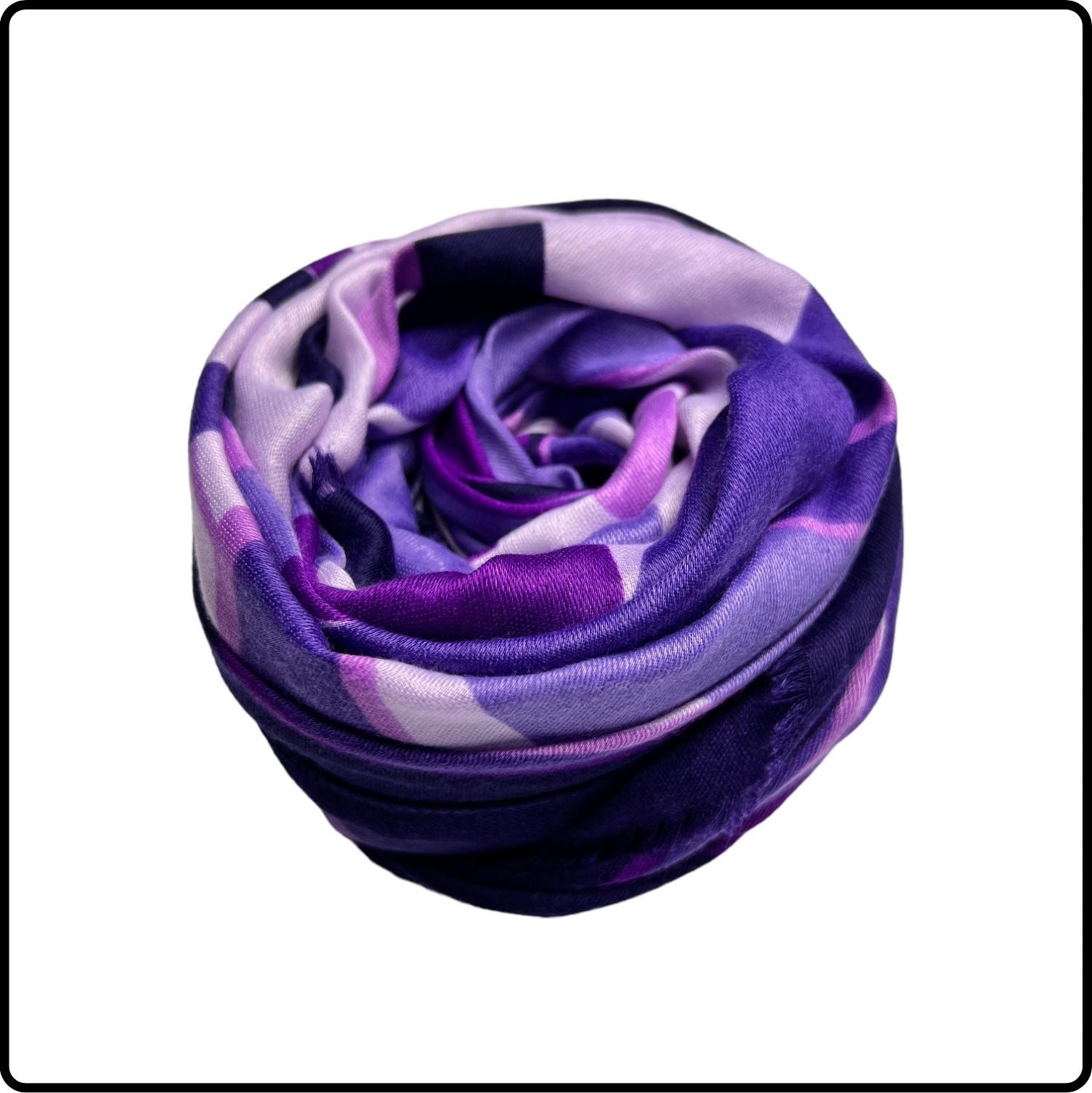 Abstract brush strokes print scarf in purple-SABU