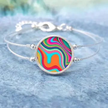 Ceramic and Stainless Steel Colourful Waves Bracelet-CCWB