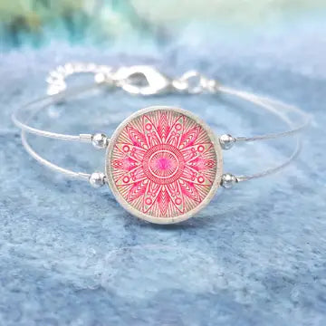 Ceramic and Stainless Steel Pink Sun Bracelet-CPSB