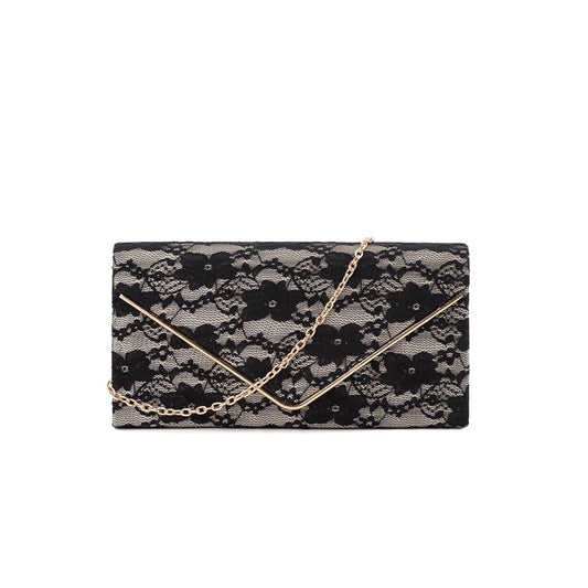 Indulge in luxury with our Janie Lace Envelope Clutch Bag. The intricate lace detailing adds a touch of elegance to this versatile clutch. Featuring an envelope style and a detachable strap, it effortlessly transitions from a daytime essential to a statement piece for your evening ensemble.