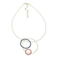 This stylish navy blue, pink, and imitation silver hoops necklace is a perfect way to add modern glamour to any outfit. Its geometric design and single wire give it a subtle yet eye-catching effect, allowing you to sparkle with effortless sophistication.  41cm or 16″ long and fastens with a lobster clasp and 8cm extension chain. The pendant measures approx 5cm in diameter.