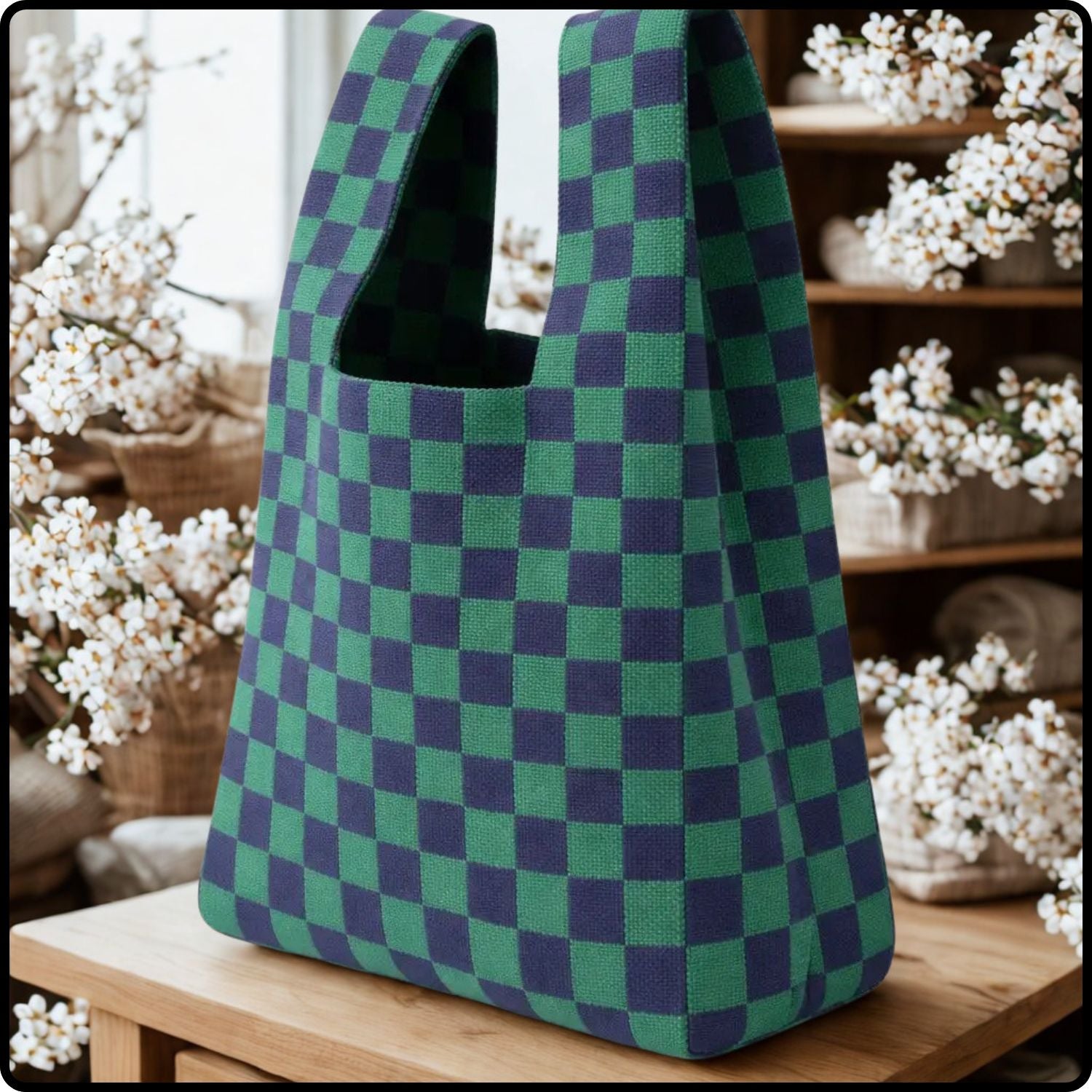 Knitted Bag-Bold Check-KCG