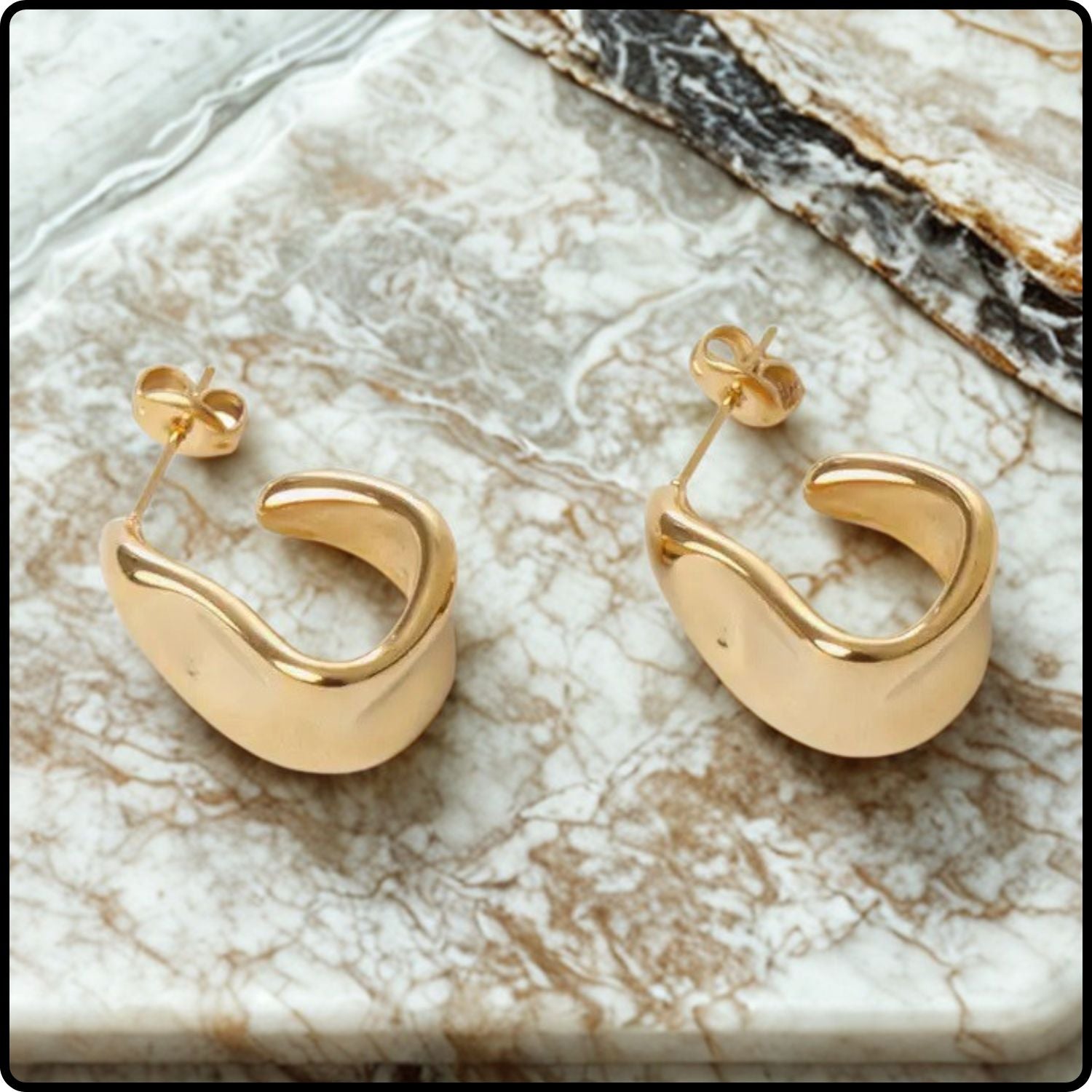 Liv Stainless Steel Gold Hoops-LIVG