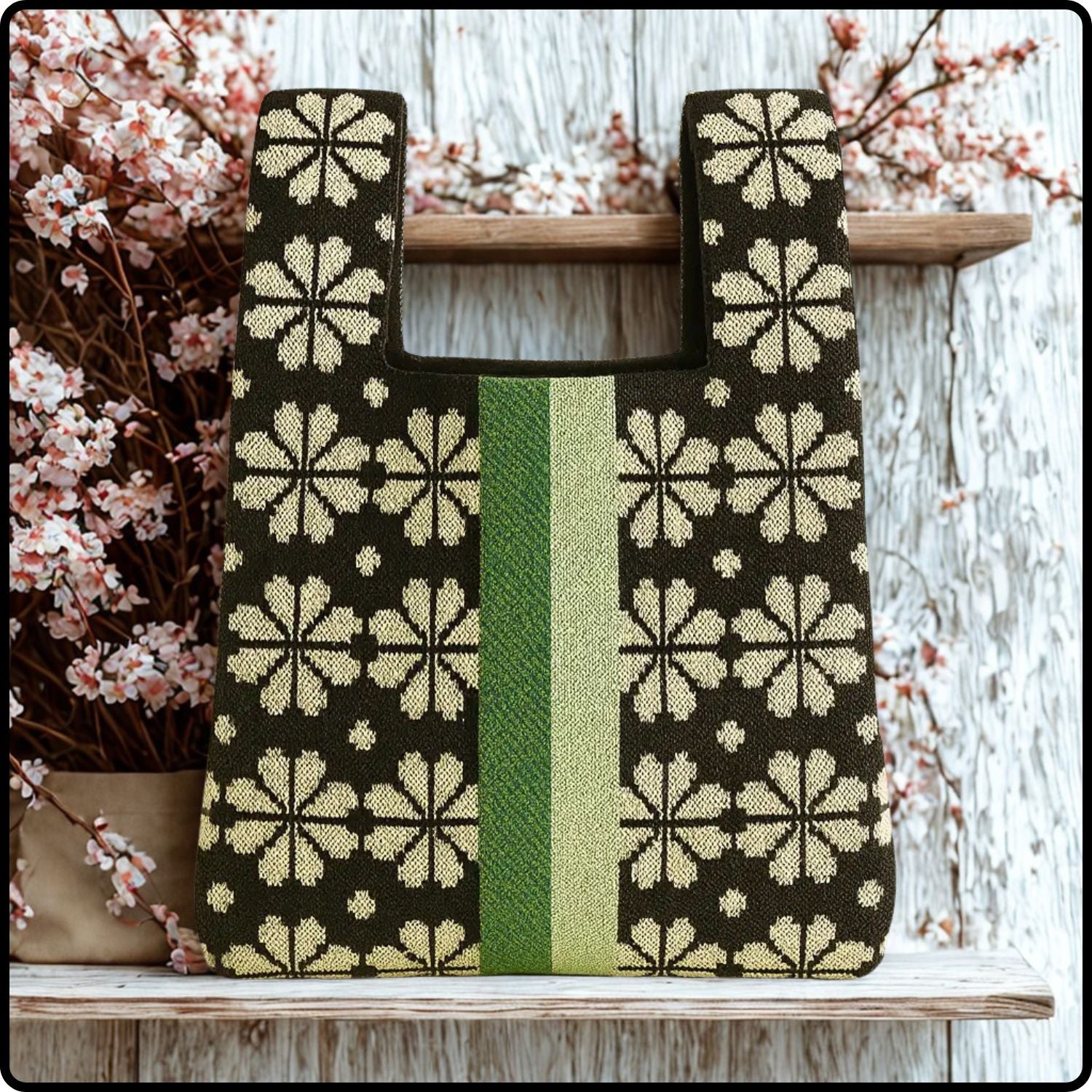 Knitted Bag-Heritage Bloom Medium-Green-HBG