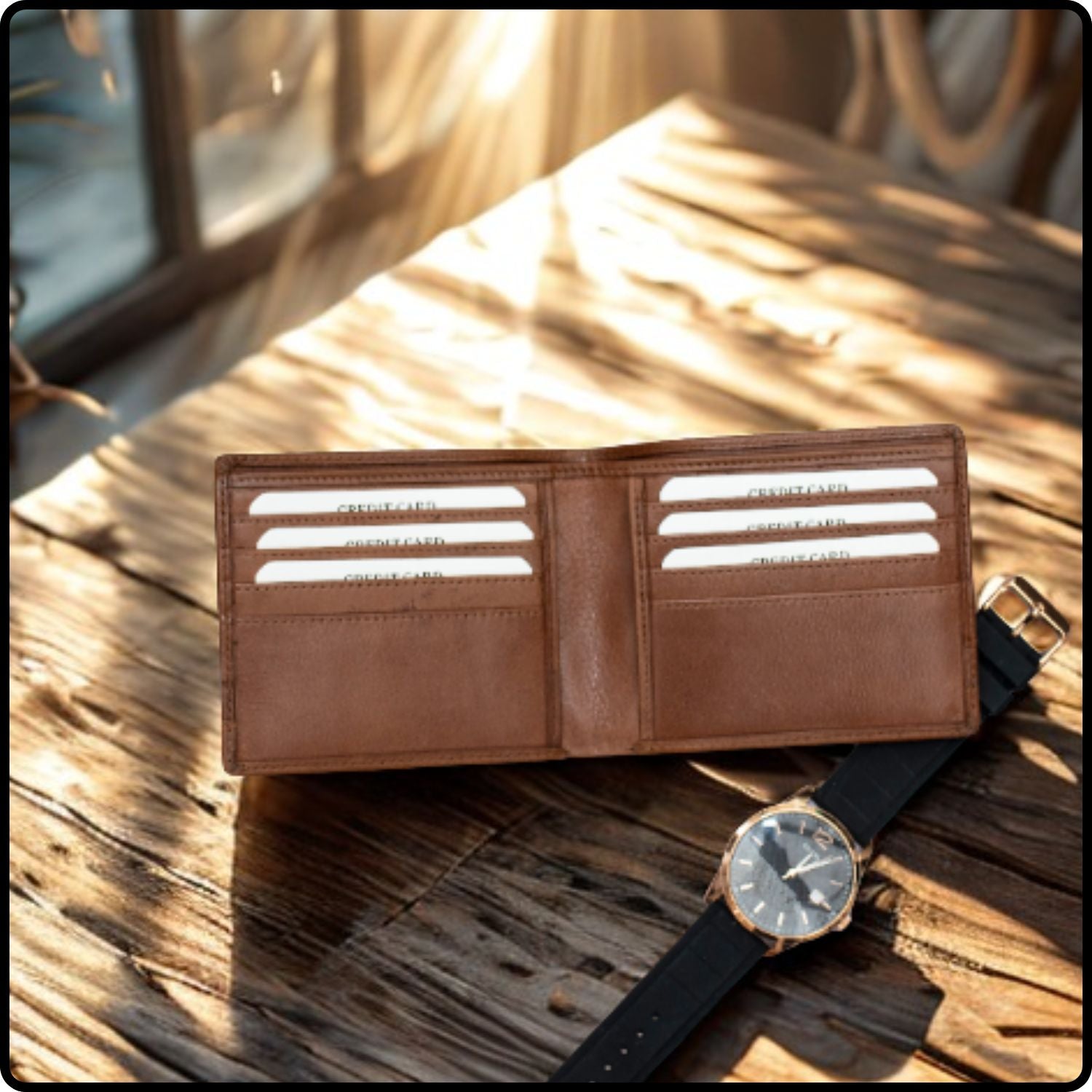 LGBT Pride Bifold Leather Wallet-LGBT01/Brown