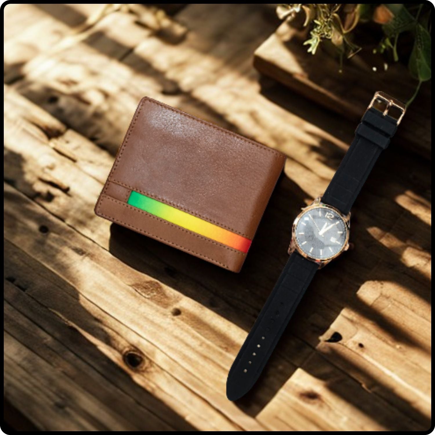 LGBT Pride Bifold Leather Wallet-LGBT01/Brown