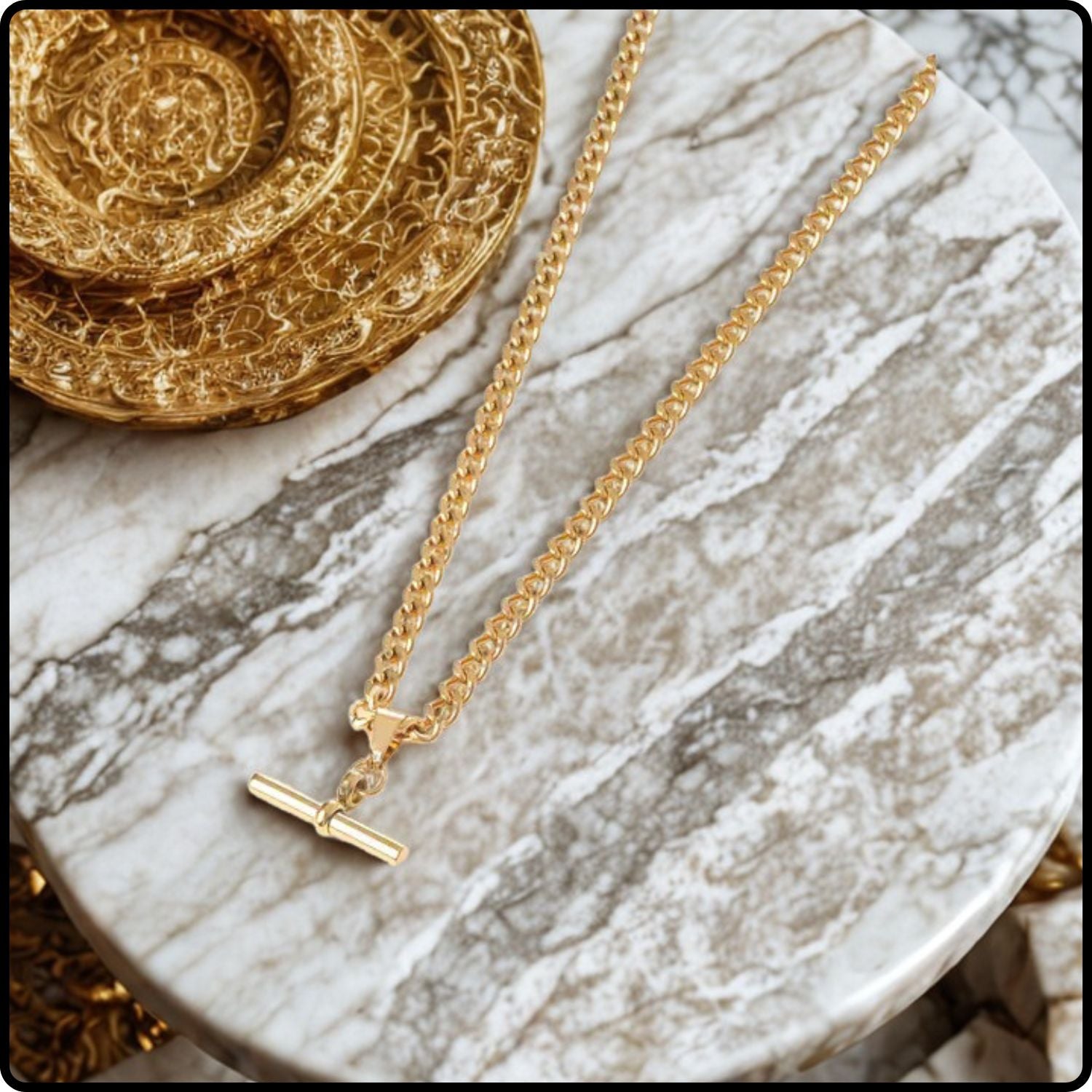 Tam T Bar Stainless Steel Necklace Gold-TAMG