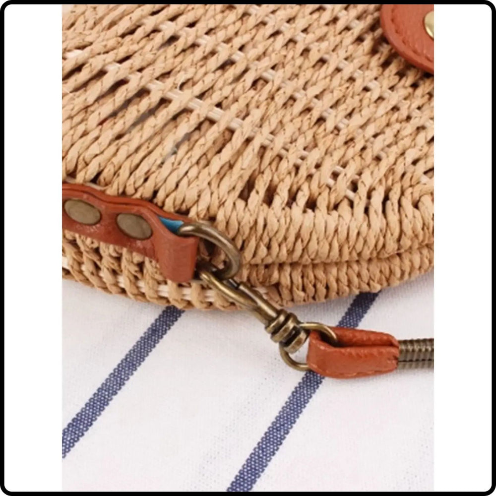 Half Moon Paper Straw Shoulder Bag-SHR-Taupe