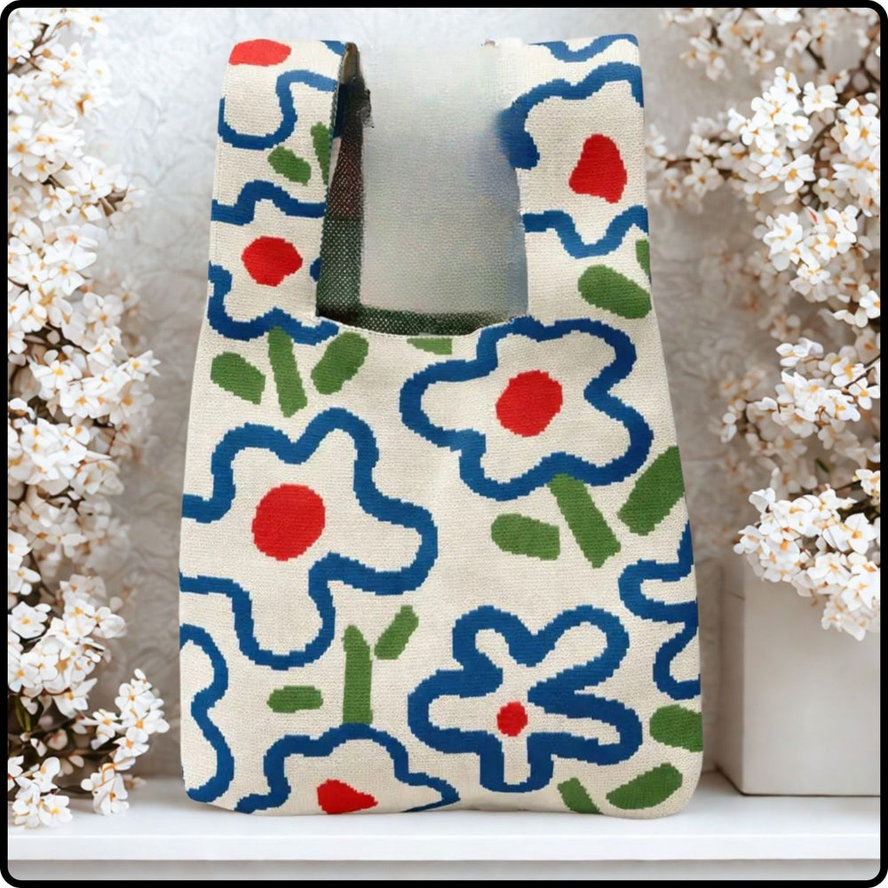 Knitted Bag-Retro Petal Blue-BLS