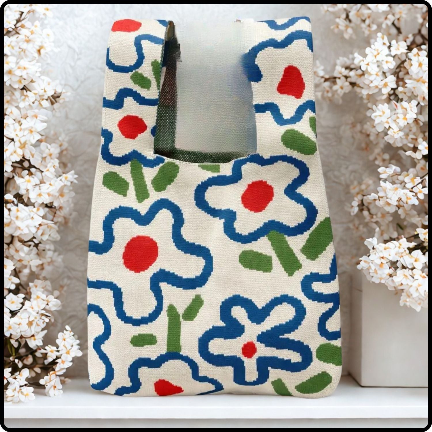 Knitted Bag-Retro Petal Blue-BLS