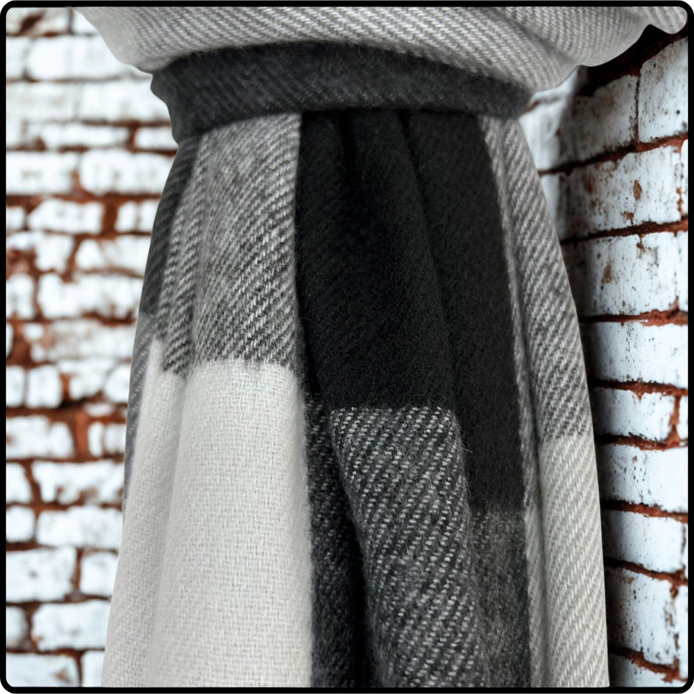 Wool-mix Check Scarf Scarf in Black-WMCB