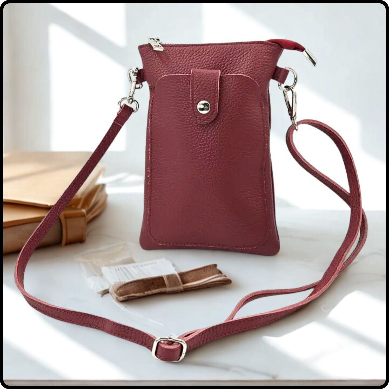 Pebbled Leather Mini Bag-BG03-WINE