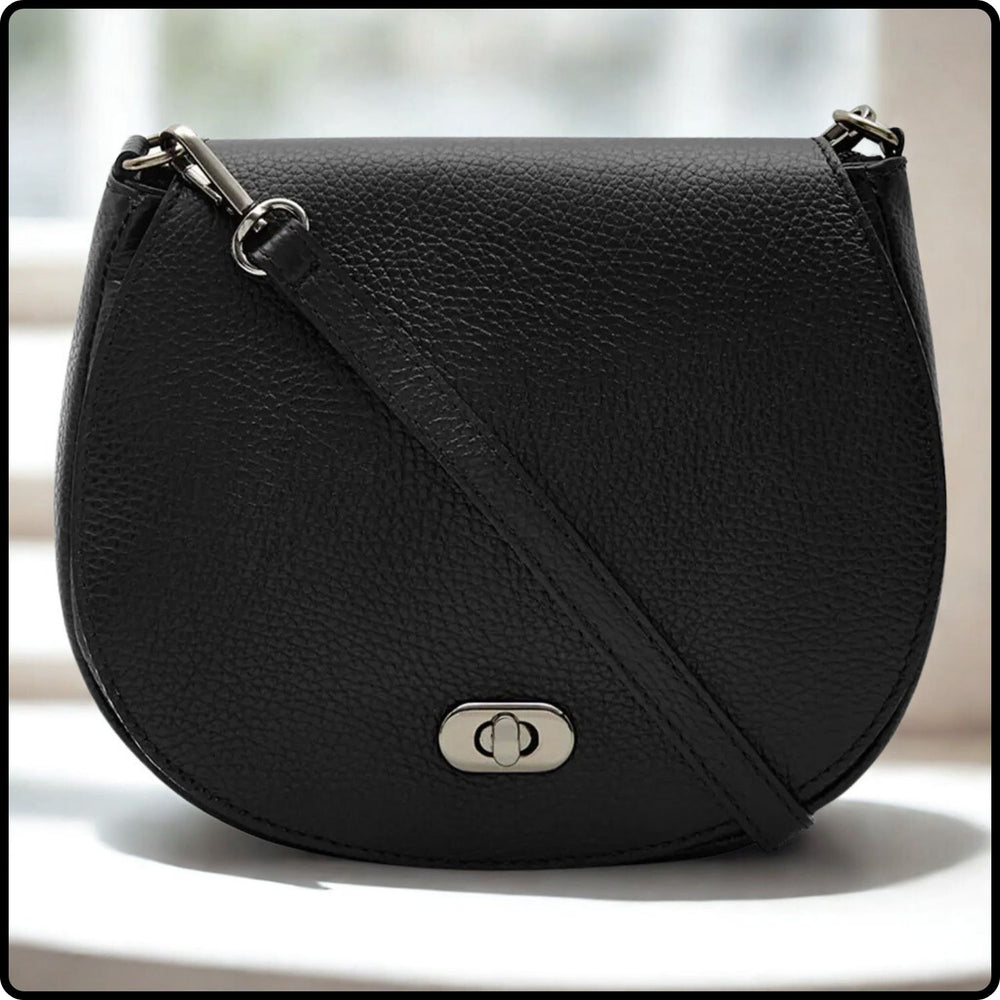 Soft Leather Shoulder Bag - PS249-BLACK