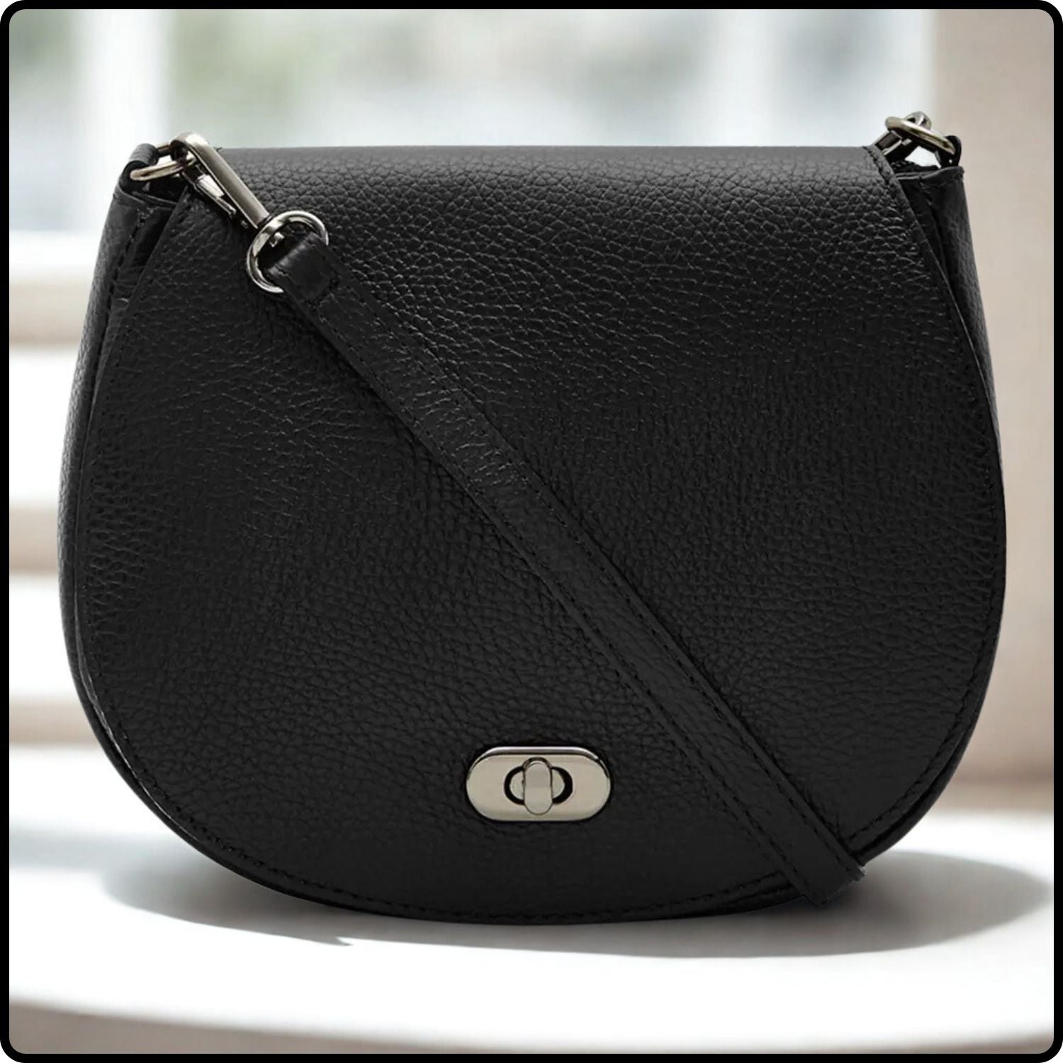 Soft Leather Shoulder Bag - PS249-BLACK