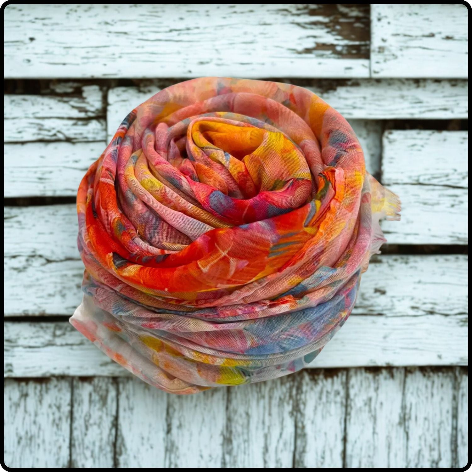 Vibrant Mosaic Print Scarf in Orange-SCVM