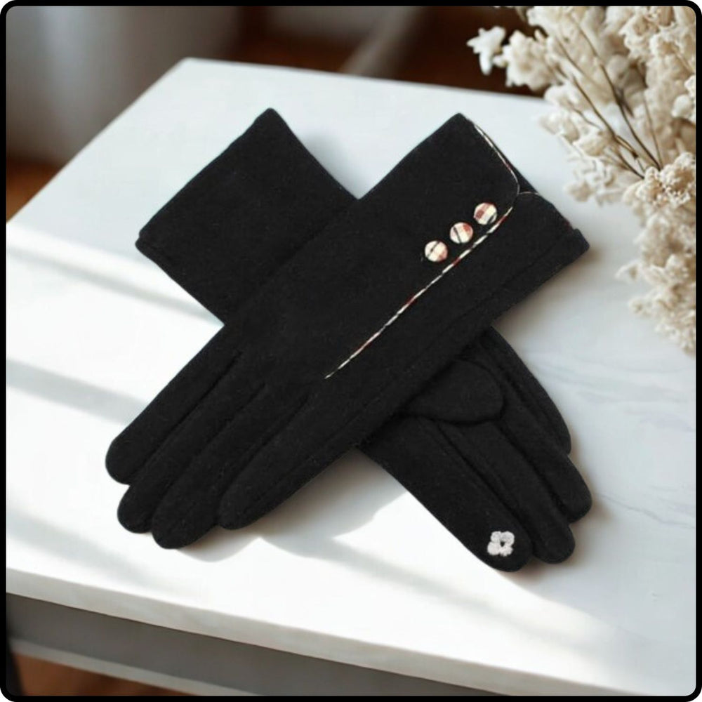 Merino Wool Touch Screen Gloves One Size in Black-MWB