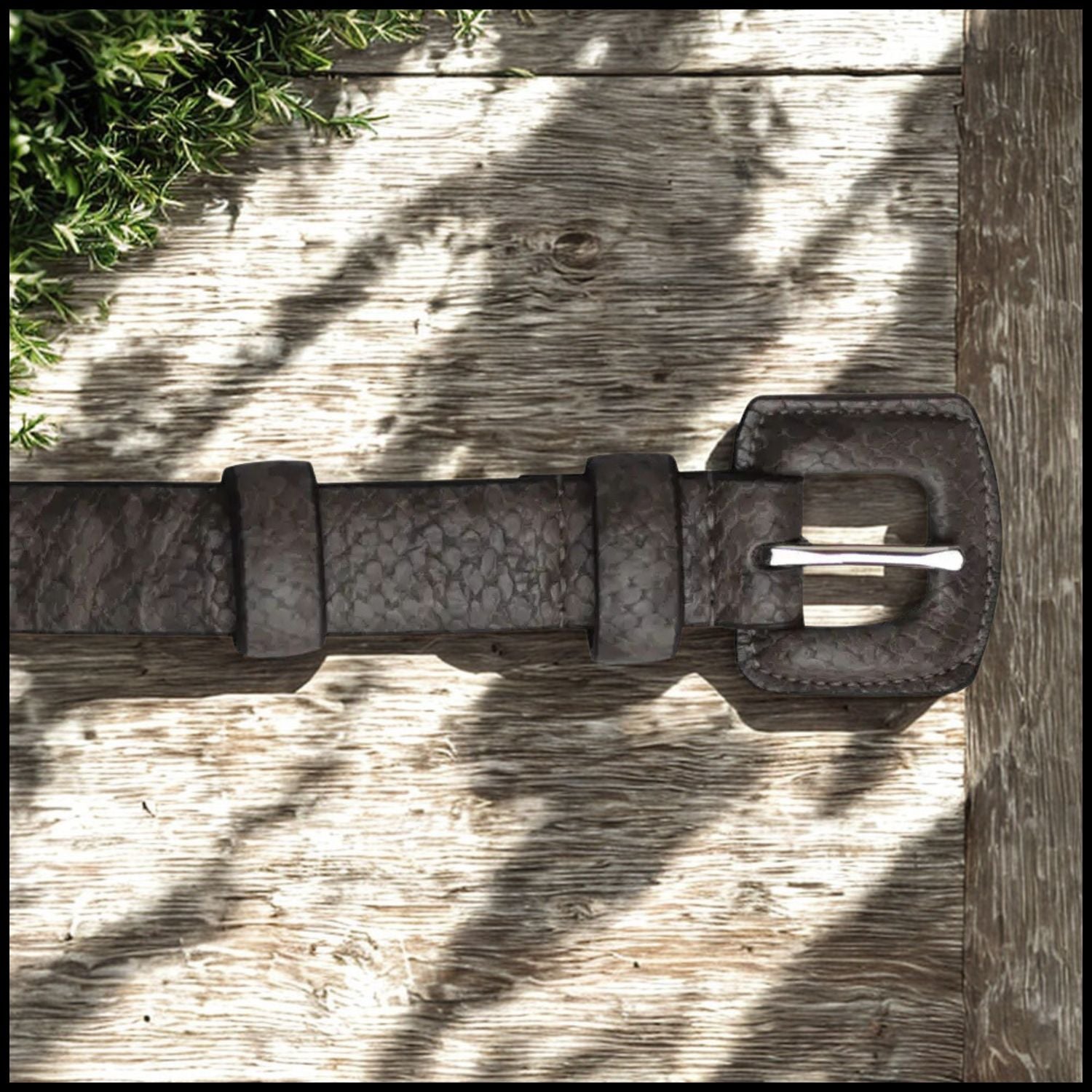 Leather/PU Black Snake Print Belt -NSB16