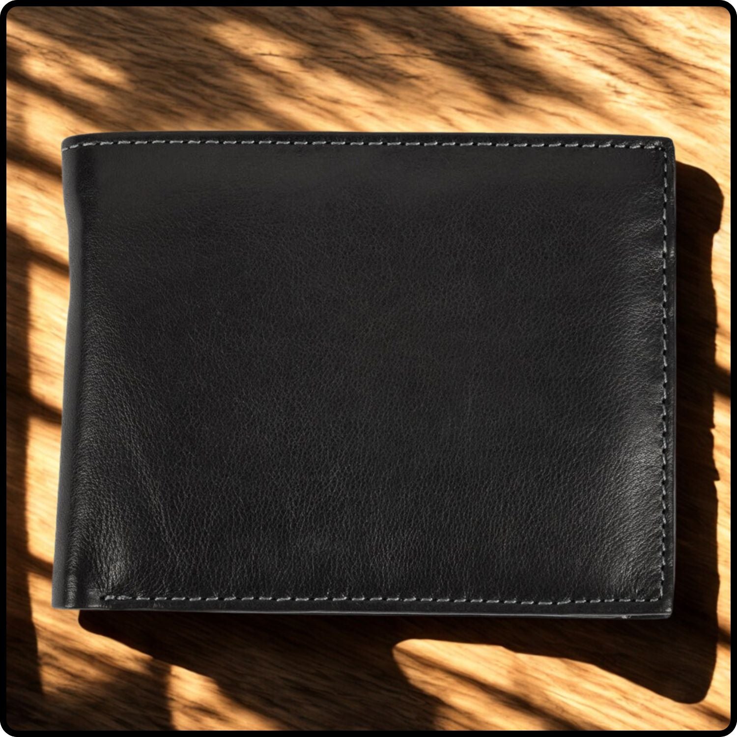 Mark Leather Trifold Wallet-MAR-BLACK