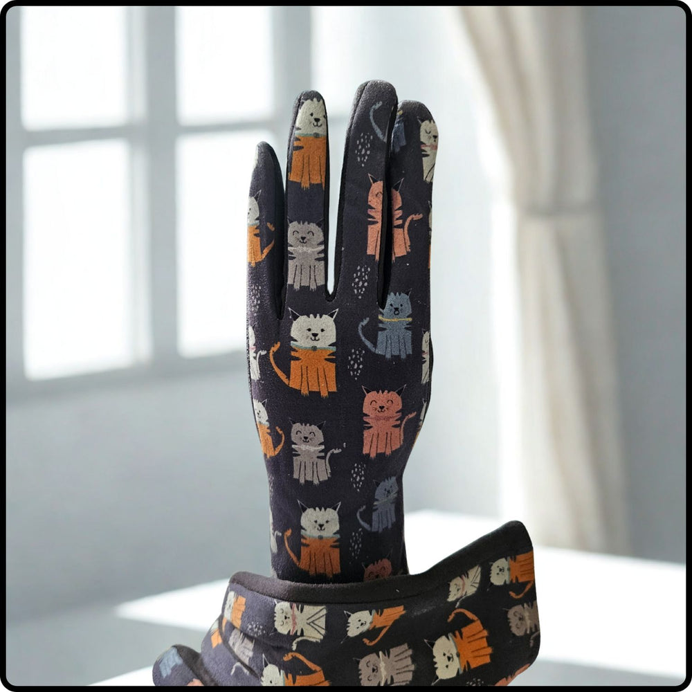 Cat Suedette Fabric Touch Screen Gloves One Size in Steel Blue-CGB
