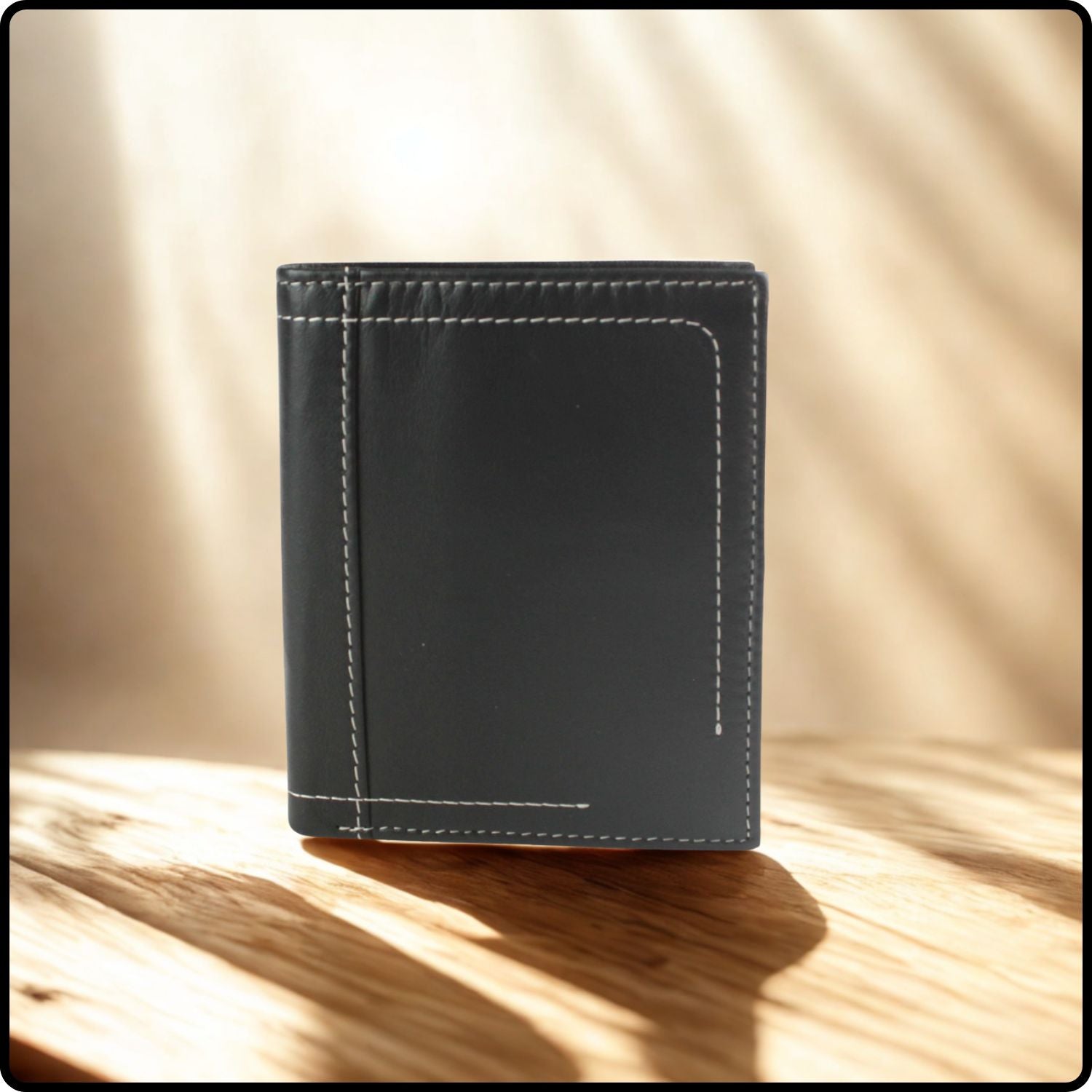 Isaac Leather Trifold Wallet-ISA-BLACK