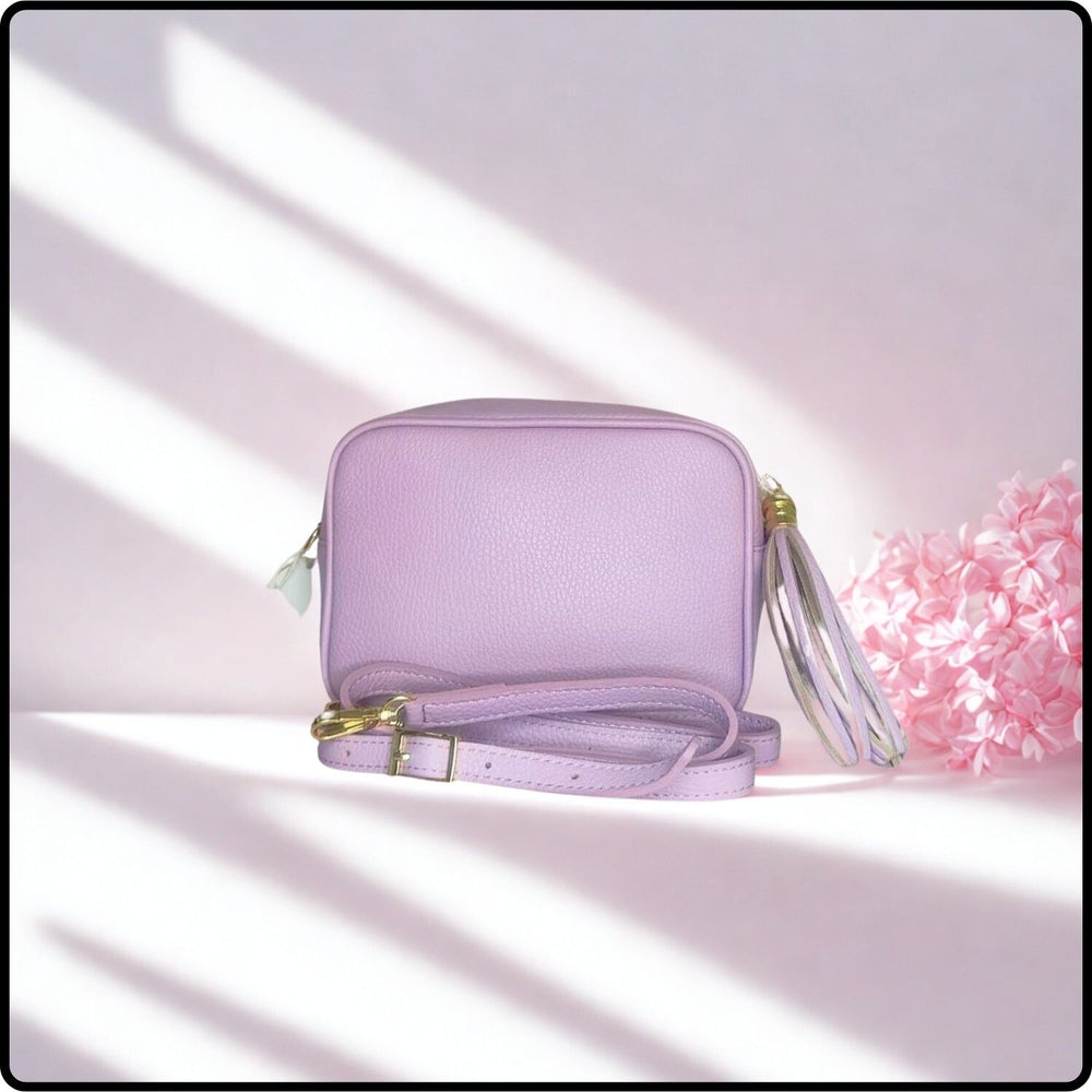 Leather Cross Body Bag Tassel- PS233-LILAC