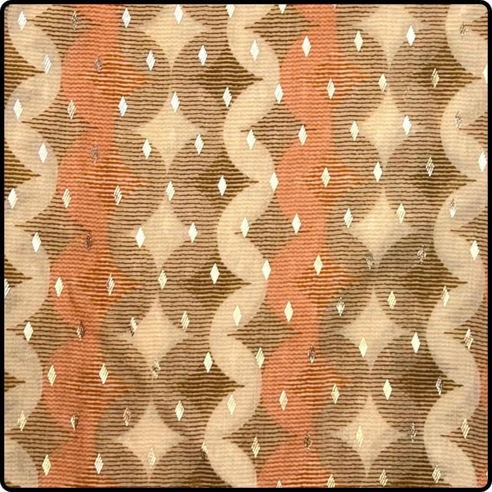 Retro  Print Scarf with Stars in Beige-SCSB