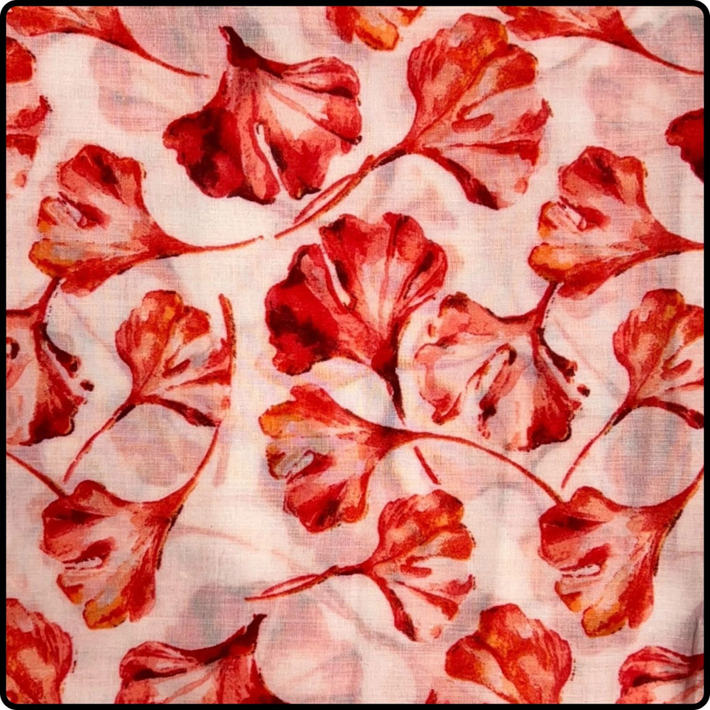 Ginkgo Leaves Print Scarf in Red-SGLR