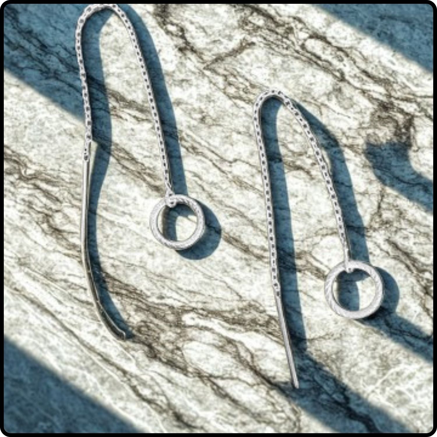Sterling Silver Circle Chain Threader Earrings-VER-CHT