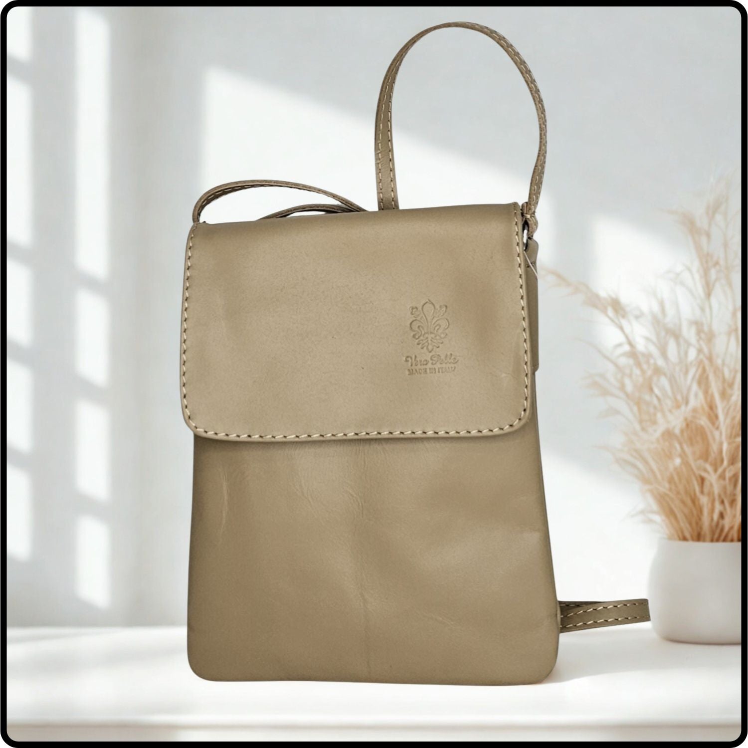 Soft Leather Cross Body Bag - VPZ1-TAUPE