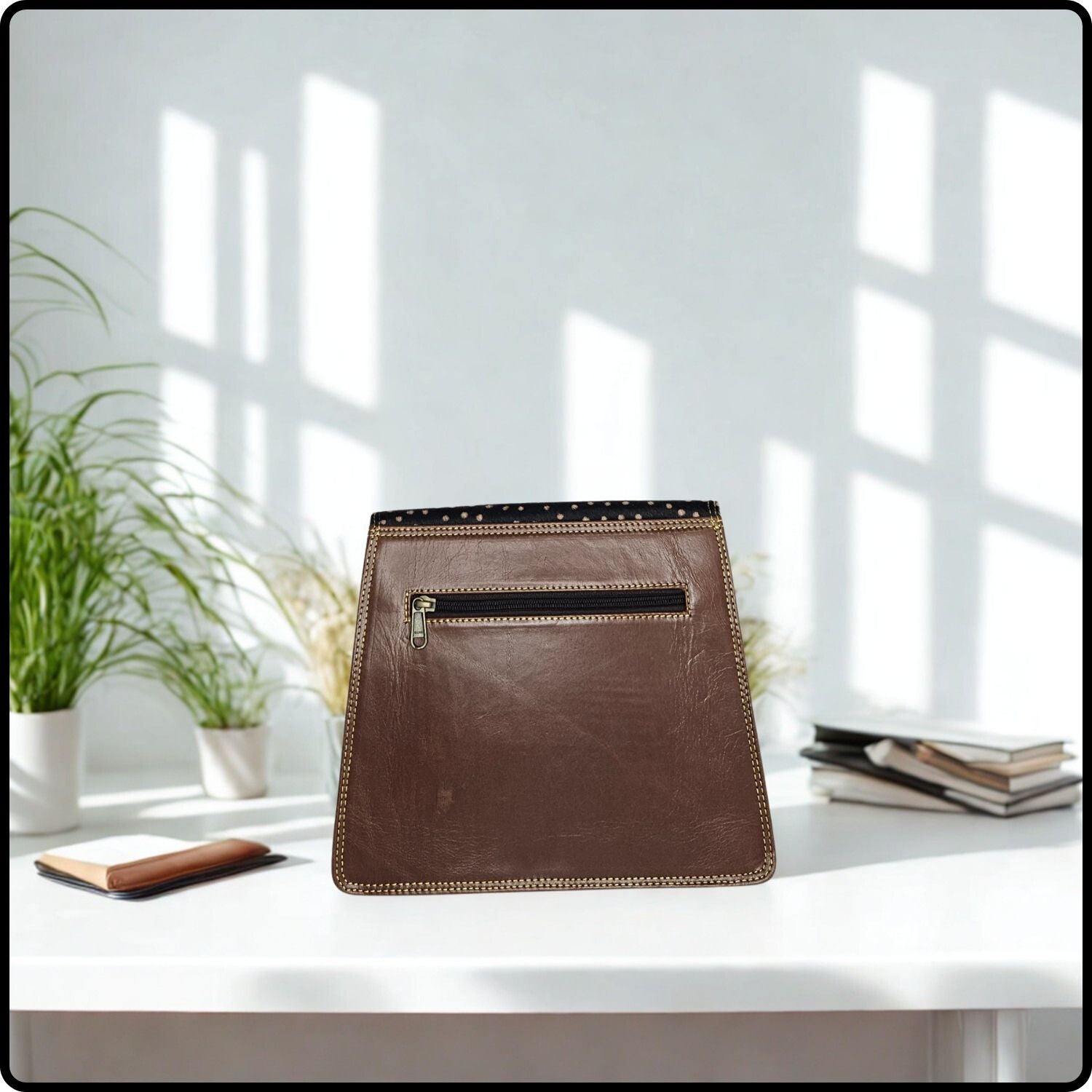 Handmade Recycled Leather Multicoloured Handbag-VYA-GREEN