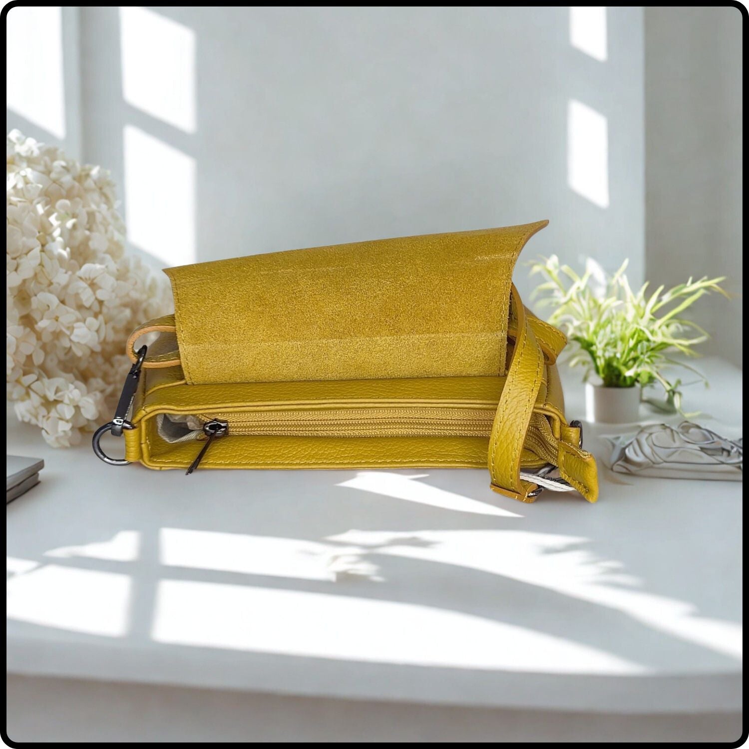Soft Leather Shoulder Bag - PS249-MUSTARD