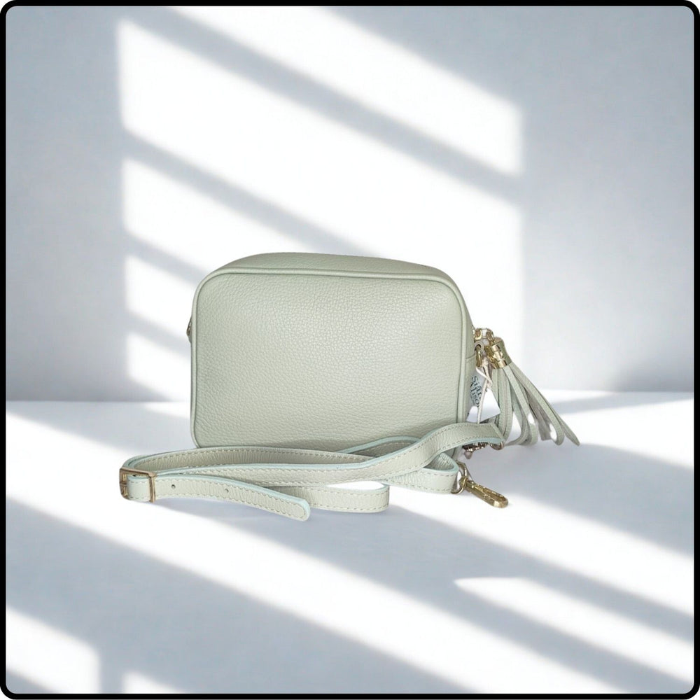 Leather Cross Body Bag Tassel- PS233-GLASS BLUE