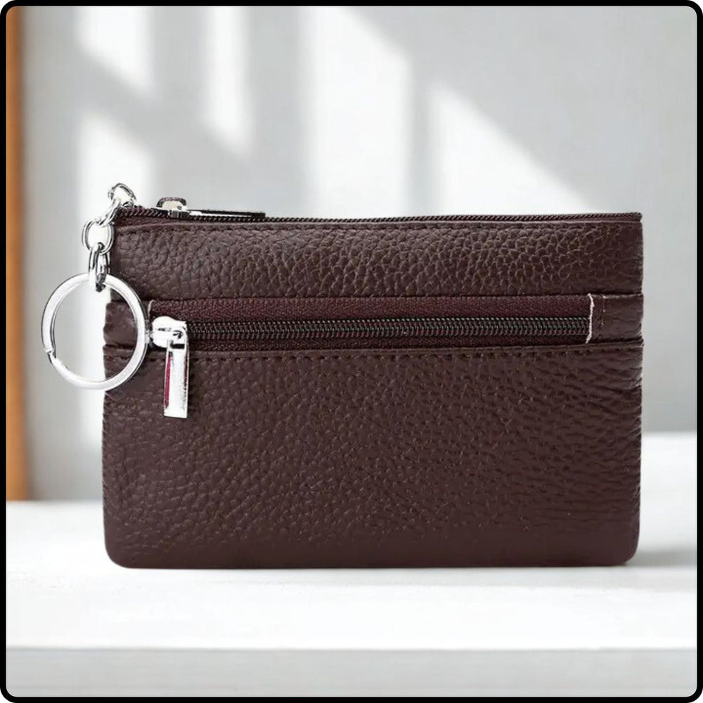 Leather Zipper Coin Purse (Longer Design) 2408-Coffee