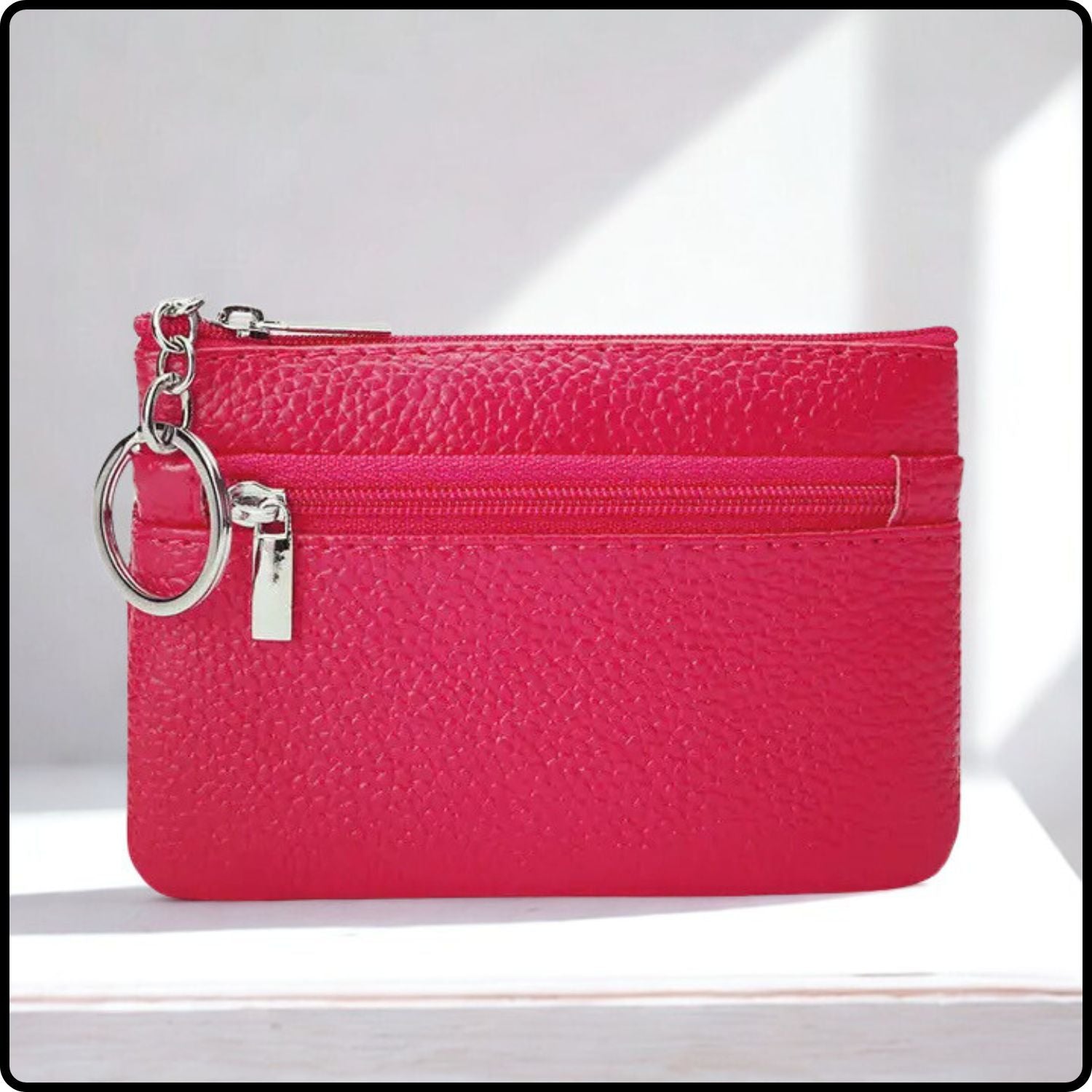 Leather Zipper Coin Purse (Longer Design) 2408-Pink