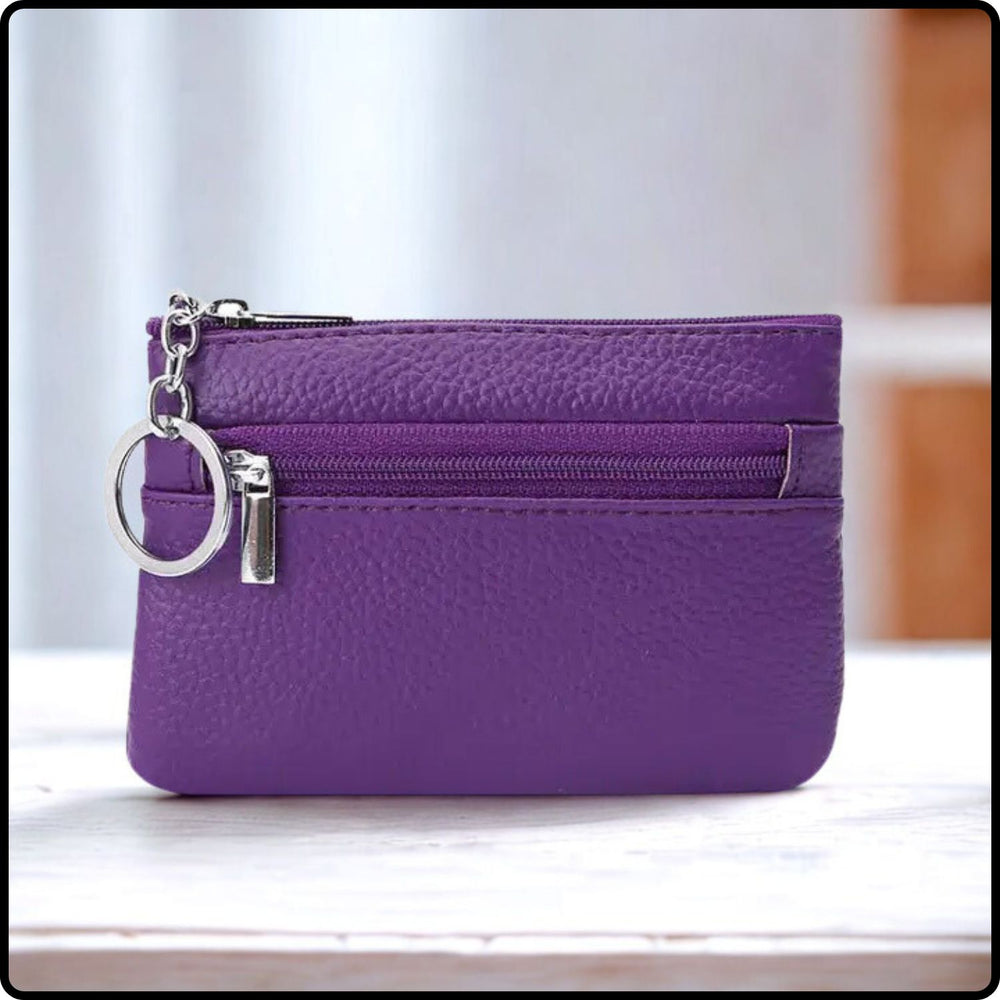 Leather Zipper Coin Purse (Longer Design) 2408-Purple