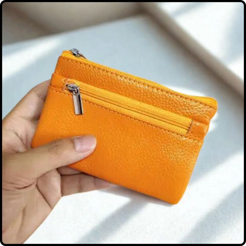 Leather Zipper Coin Purse (Longer Design) 2408-Yellow