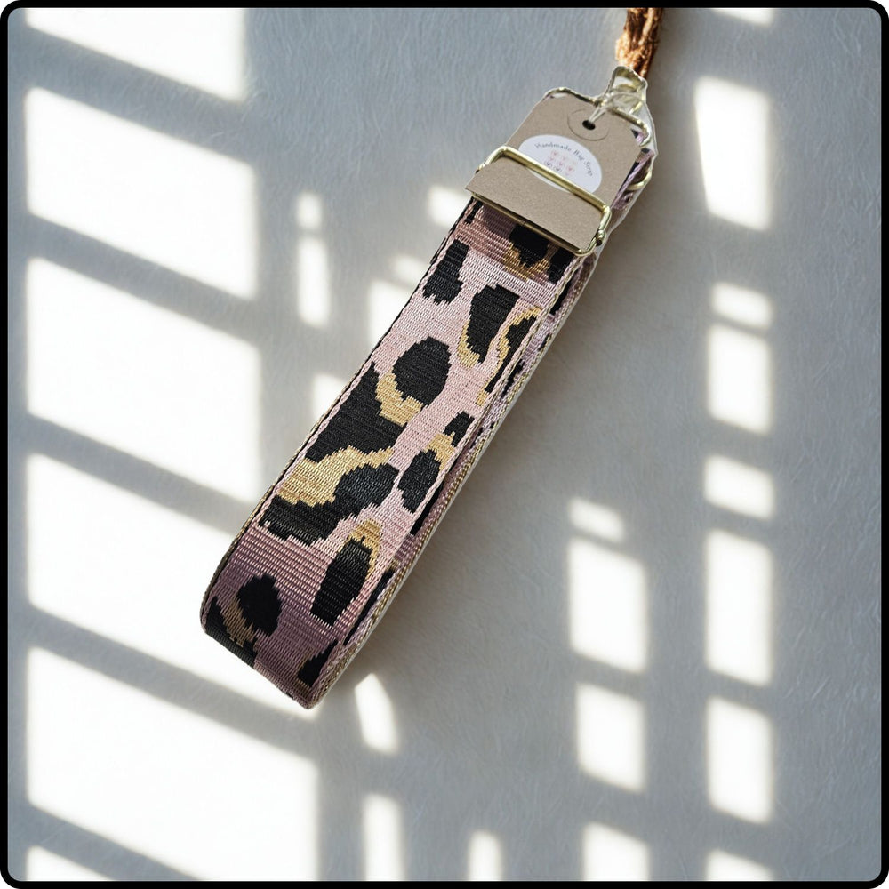 Handmade in Yorkshire Extra Long Bag Straps Leopard Print Pink-HMY-LPPB