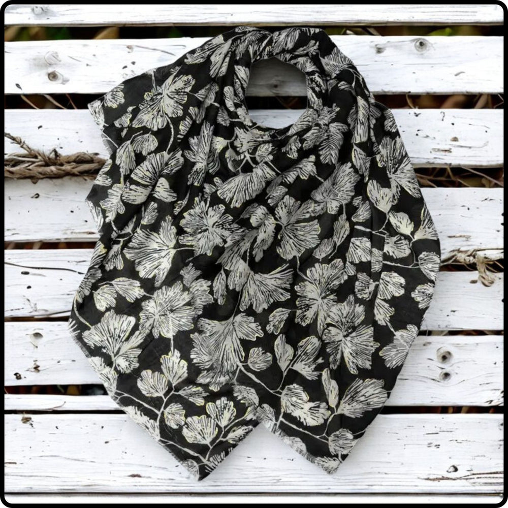 Gooseberry Leafy Scarf with Gold Foil-SGF