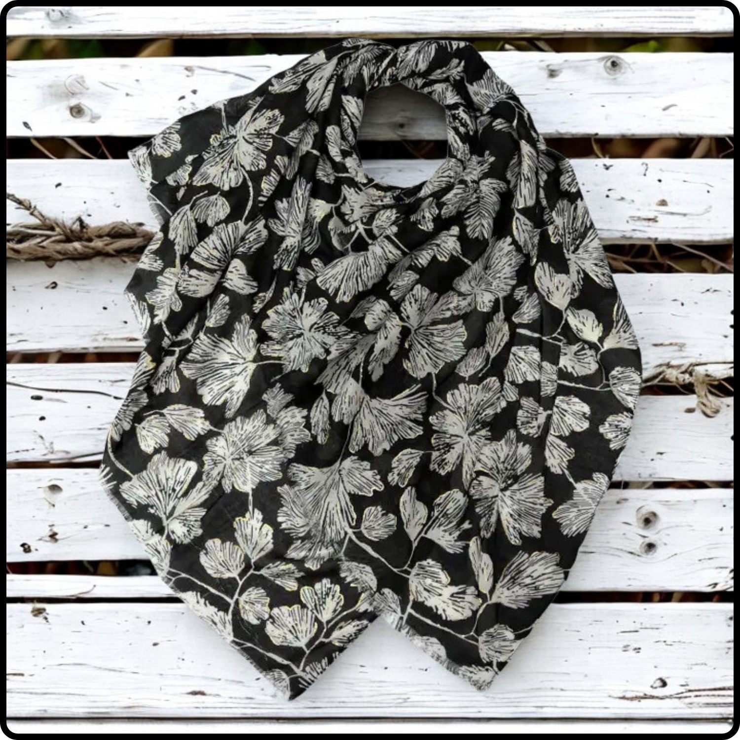 Gooseberry Leafy Scarf with Gold Foil-SGF