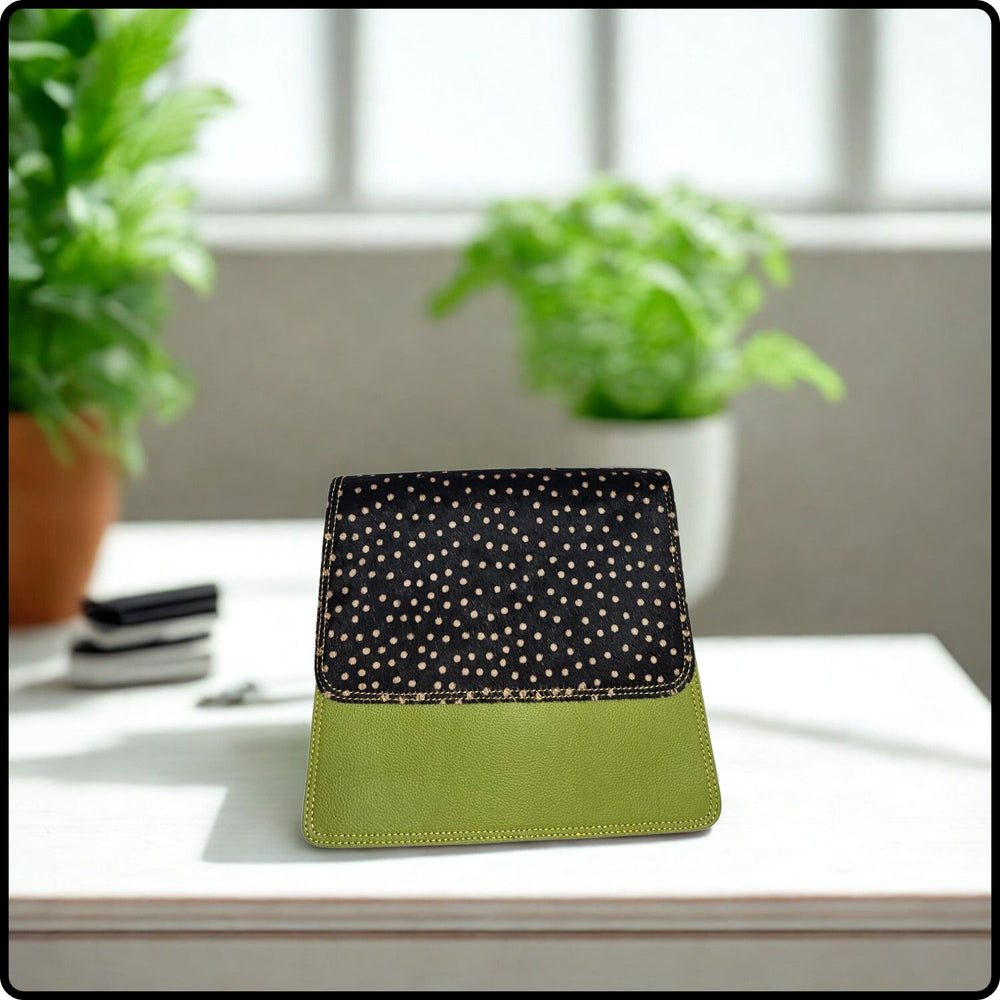 Handmade Recycled Leather Multicoloured Handbag-VYA-GREEN